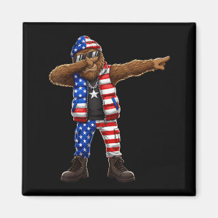 Bigfoot American Flag Patriotic Sasquatch 4th of Magnet