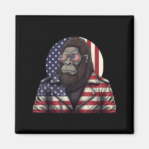 Bigfoot American Flag Patriotic Sasquatch 4th of Magnet