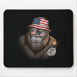 Bigfoot American Flag Patriotic Sasquatch 4th of Mouse Pad