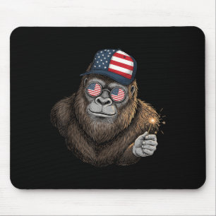 Bigfoot American Flag Patriotic Sasquatch 4th of Mouse Pad