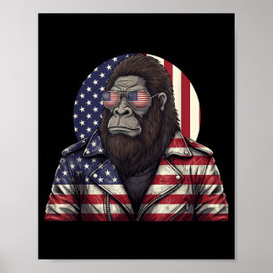 Bigfoot American Flag Patriotic Sasquatch 4th of Poster