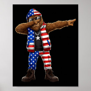 Bigfoot American Flag Patriotic Sasquatch 4th of Poster