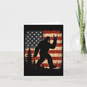 Bigfoot american flag patriotic sasquatch retro card