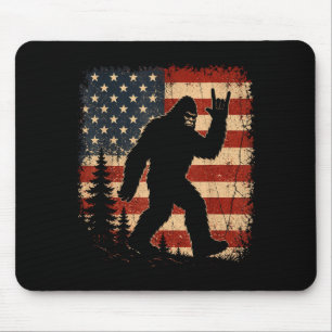 Bigfoot american flag patriotic sasquatch retro mouse pad