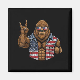 Bigfoot American Flag Red White Blue Patriotic 4th Magnet