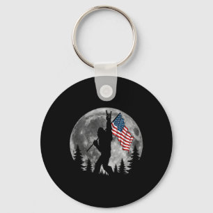 Bigfoot American Flag Sasquatch Patriotic 4th Of J Key Ring