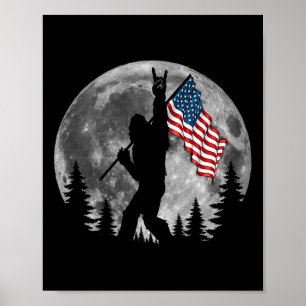 Bigfoot American Flag Sasquatch Patriotic 4th Of J Poster