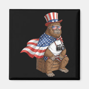 Bigfoot American Flag Sasquatch Patriotic 4th of Magnet