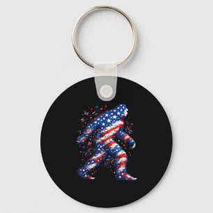 Bigfoot american flag sasquatch patriotic funny key ring