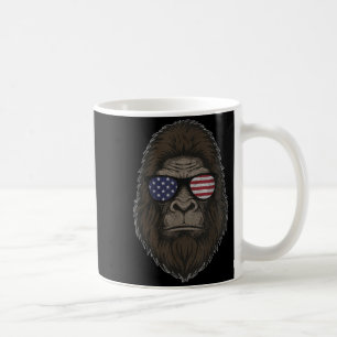 Bigfoot American Flag Sunglasses Patriotic USA Coffee Mug