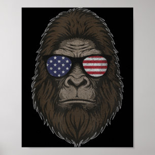 Bigfoot American Flag Sunglasses Patriotic USA Poster