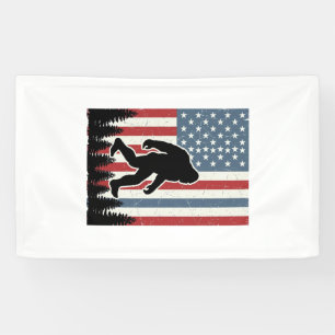 Bigfoot American Flag Vintage Vector Shirt Design_ Banner