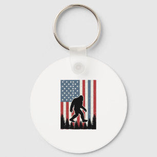 Bigfoot American Flag Vintage Vector Shirt Design_ Key Ring