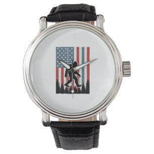 Bigfoot American Flag Vintage Vector Shirt Design_ Watch