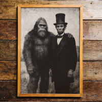 Bigfoot And Abraham Lincoln Vintage Wall Art Print
