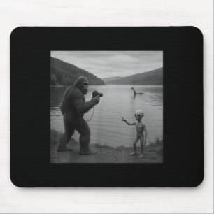 Bigfoot And Alien At Loch Ness _1 Mouse Pad