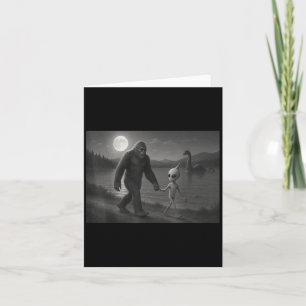Bigfoot And Alien At Loch Ness  Card