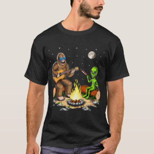 Bigfoot and Alien Camping T-Shirt