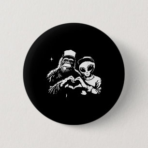 Bigfoot And Alien Heart Hands Funny Valentines Big 6 Cm Round Badge