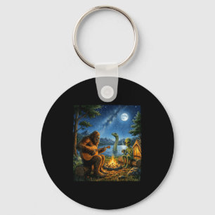 Bigfoot And Alien Loch Ness Campfire Sasquatch Fun Key Ring