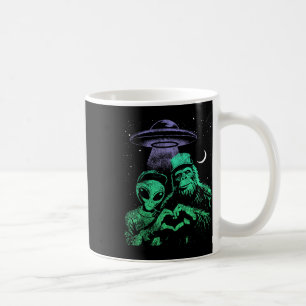 Bigfoot And Alien Tees Funny Sasquatch Love Hand S Coffee Mug