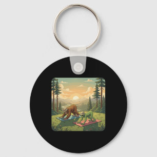 Bigfoot And Alien Yoga Key Ring