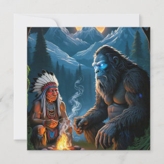 Bigfoot and Chief Moonlit Forest Gathering Invitation