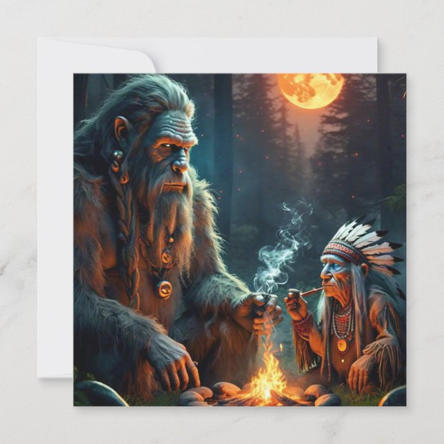 Bigfoot and Chief Moonlit Forest Gathering Invitation (Front)