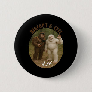 Bigfoot And Friend Vlog Funny Meme Hiking Selfie S 6 Cm Round Badge