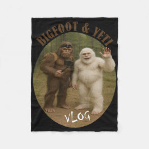 Bigfoot And Friend Vlog Funny Meme Hiking Selfie S Fleece Blanket