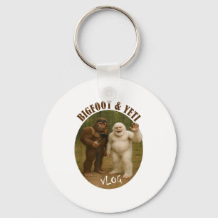 Bigfoot And Friend Vlog Funny Meme Hiking Selfie S Key Ring