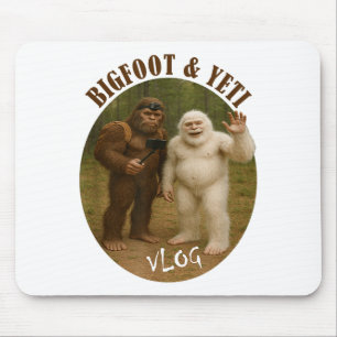 Bigfoot And Friend Vlog Funny Meme Hiking Selfie S Mouse Pad