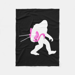 Bigfoot And Lawn Flamingo Funny Cute Sasquatch Fleece Blanket