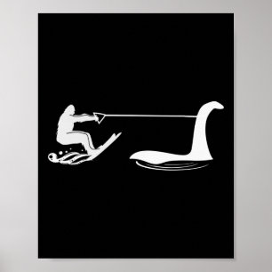Bigfoot And Lochness Monster Jet Skiing Poster