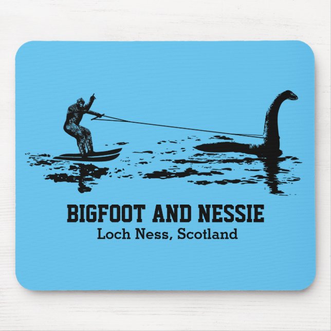 Bigfoot and Nessie Loch Ness Personalised Text Mouse Pad (Front)
