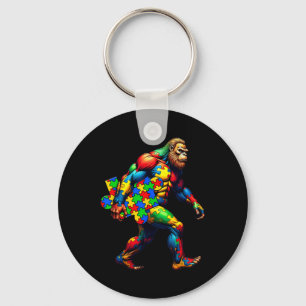 Bigfoot And Puzzle Piece Autism Awareness Day Auti Key Ring
