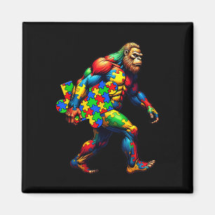 Bigfoot And Puzzle Piece Autism Awareness Day Auti Magnet
