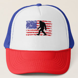 Bigfoot and the American Flag Trucker Hat