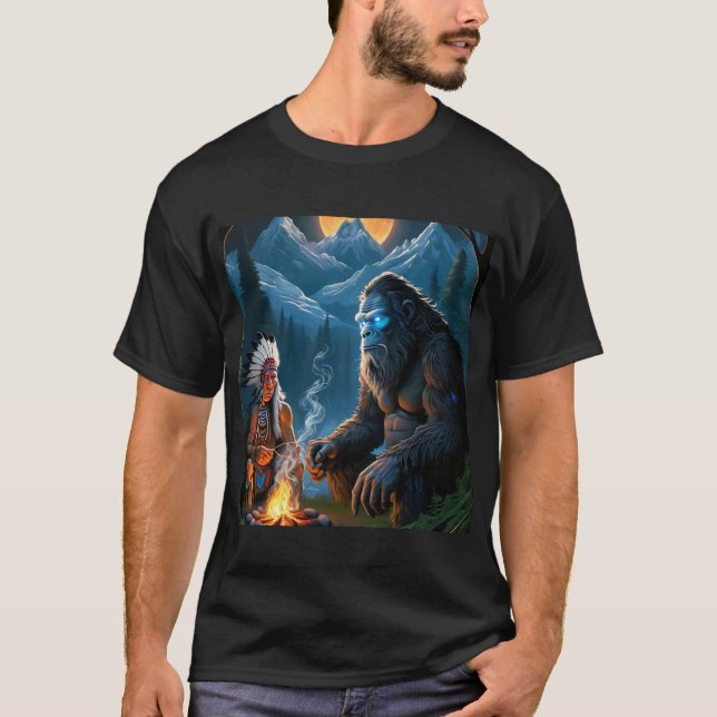 Bigfoot and The Chief Moonlit Forest Gathering T-S T-Shirt (Front)