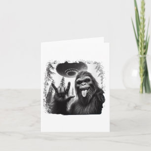 Bigfoot And Ufo Bigfoot Rock On - Hiking And Campi Card