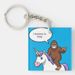 Bigfoot and Unicorn Believe in You Key Ring