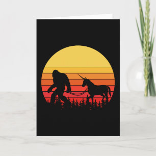Bigfoot and Unicorn in one Retro Design Card