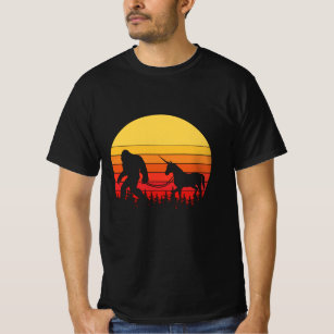 Bigfoot and Unicorn in one Retro Design T-Shirt