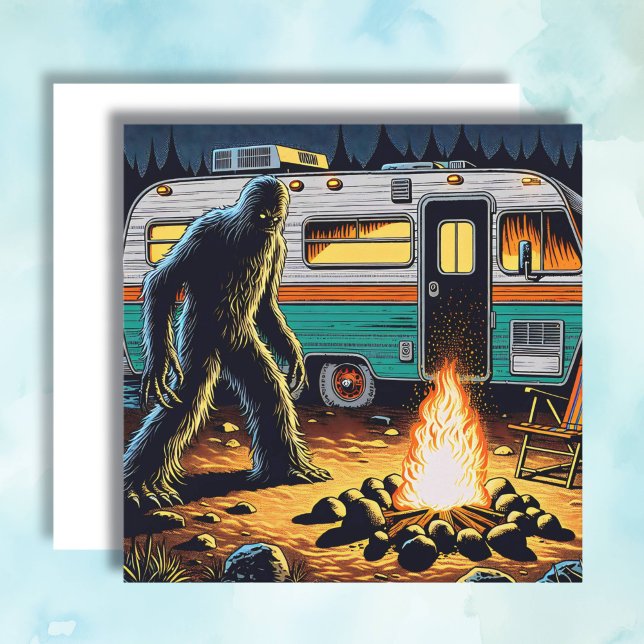 Bigfoot at Campfire and Retro Rv Card (Creator Uploaded)