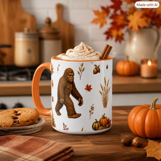 Bigfoot Autumn Harvest Pumpkin Pattern  Mug (Creator Uploaded)