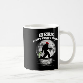Bigfoot B Night Fishing! Here Fishy Bquatch Sasqua Coffee Mug