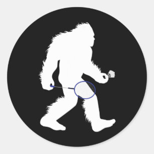 Bigfoot Badminton Player Sasquatch Shuttle Classic Round Sticker
