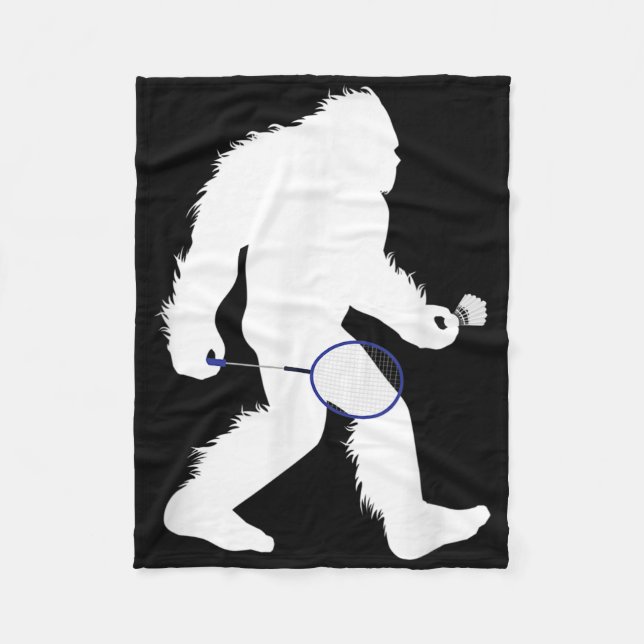 Bigfoot Badminton Player Sasquatch Shuttle  Fleece Blanket (Front)
