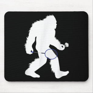Bigfoot Badminton Player Sasquatch Shuttle Mouse Pad