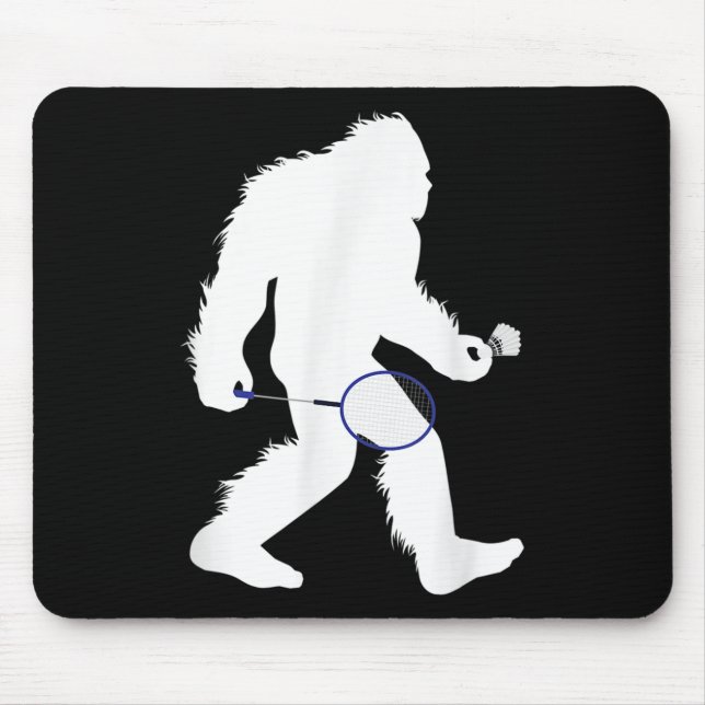 Bigfoot Badminton Player Sasquatch Shuttle  Mouse Pad (Front)